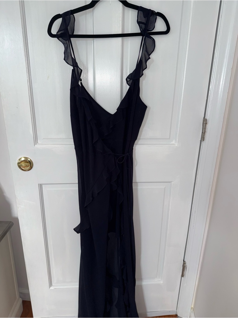 Rumored Black Ruffle Maxi Dress